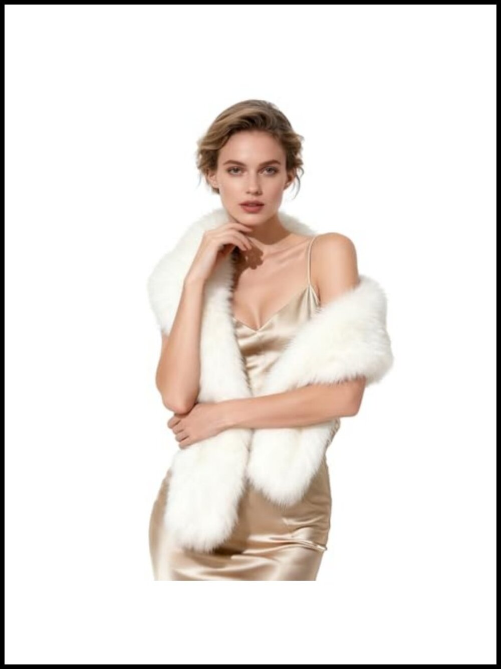 Faux Fur Shawl Wrap Stole Women Winter Warm Collar Shrug Wedding Evening